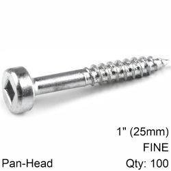 KREG Zinc Pocket Hole Screws 25mm 1.00' #6 Fine Thread Pan Head 100ct